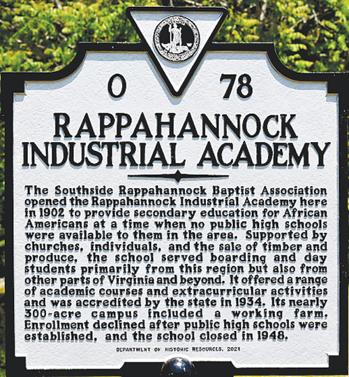 Rappahannock Industrial Academy highway marker